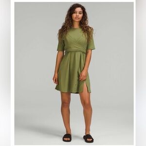 Lululemon Wrap-front T-shirt Dress Green Pima